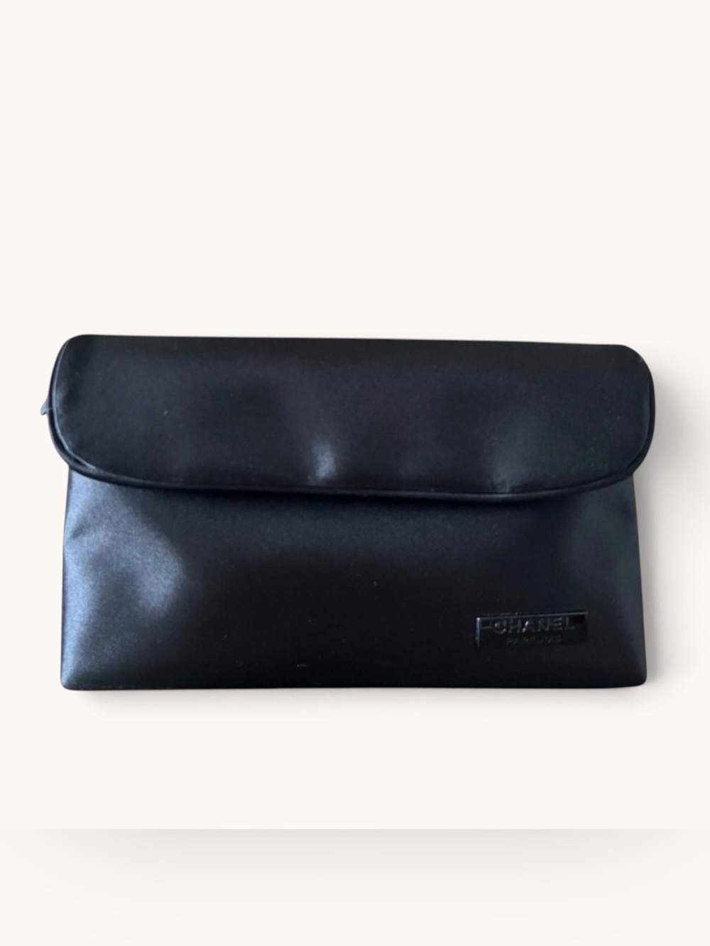 CHANEL Black Satin cosmetic parfume pouch